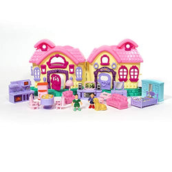 ihubdeal 21-Pieces Cottage My Sweet Surprise Fold-and-Go Dollhouse Light & Sound Mini Doll House