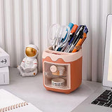 Zyners Pen Pencil Holder with Drawer for kids, Cosmetic Makeup Brushes Hodler for Dressing Table, Pig Nose Pen Cup for Kids, Office, Desk, School(Orange)