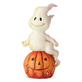 Enesco Jim Shore Heartwood Creek Halloween Ghost and Pumpkin Miniature Figurine, 3.94 Inch, Multicolor