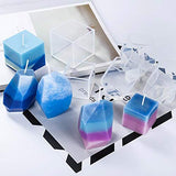 6 Pack Resin Molds, Large DIY Silicone Molds for Resin, Soap, Wax etc, Epoxy Resin Mold Including Cube/Pyramid/Diamond/Stone/Mixing Cups/Wood Sticks