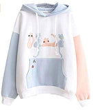 CRB Fashion Cosplay Anime Bunny Emo Girls Cat Bear Ears Emo Bear Top Shirt Pullover Sweater Hoodie (White Cat)