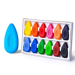 Washable Toddler Crayons, 12 Colors Water-Drop Shape Crayons Bulk for Kids, Non Toxic Crayons Set Safe for Babies and Children Age 3+, Coloring Crayons Box for School & Art Supplies