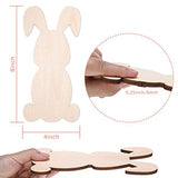 3 Pieces Easter Large Wood Bunny Cutout, Unfinished Wood Cutout to Paint for Easter Crafts Party Decorations, Year Round Crafts, and Nursery Decor (8 x 4 Inch)