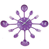SHFISIKI Wall Clock Metal Kitchen Cutlery Slient Clock Spoon Fork Home Decoration Art Watch Mural