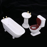 freneci 3 Pieces Dollhouse Bathroom Furniture Miniatures Accessories White Porcelain