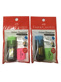 Faber Castell Soft Assorted Colors Pencil Eraser with Refill + Pencil Sharpener for Graphite