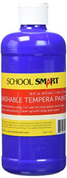 School Smart Non-Toxic Washable Tempera Paint, 1 pt Plastic Bottle, Blue