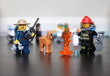 LEGO City Minifigure Combo - Police Chief with German Shepherd and Firefighter with Fire Flame 🔥