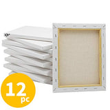 FIXSMITH Stretched White Blank Canvas- 8x10 Inch,Bulk Pack of 12,Primed,100% Cotton,5/8 Inch Profile of Super Value Pack for Acrylics,Oils & Other Painting Media.