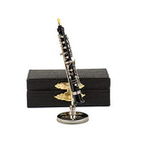 Dselvgvu Miniature Oboe with Stand and Case Mini Musical Instrument Mini Oboe Miniature Dollhouse Model Christmas Ornament Home Decor (2.99")