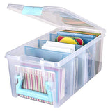 Art Bin 6925AA Semi Satchel with Removable Dividers, Portable Art & Craft Organizer with Handle, [1] Plastic Storage Case, Clear with Aqua Accents