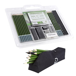 Drawing Pencils Set - Drawing Supplies Kit with Sketch Pencils for drawing (Graphite Art Pencils), Charcoal Pencils, Kneaded Eraser, Pencil sharpener - Sketching Pencils with Pencil Pouch - 27pcs