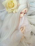 BJD Doll Wig 9-10inch(21-24cm): 1/3 BJD SD, Fur Wig Dollfie / White Extra Long Straight Hair