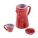 1/12 Scale Chinese Porcelain Coffee Tea Set Dollhouse Miniature Tableware Cookware Furniture Decoration Red