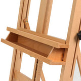 MEEDEN Medium-Duty Studio H-Frame Easel with Storage Tray - Solid Beech Wood Artist Easel Adjustable Tilting Easel, Floor Painting Easel Stand, Holds Canvas Art up to 48"
