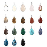 30pcs Water Drop Healing Crystal Quartz Stone Pendant Chakra Charm Beads Random Color Gems