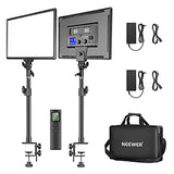 Neewer 90W Desk Mount LED Video Light C-Clamp Stand Kit with 2.4GHz Wireless Remote, 2-Pack 45W Dimmable Bi-Color 18” Panel Light 3200K–5600K 4800 Lux CRI 97+ for Game/YouTube/Live Streaming