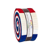 Robert Kaufman Kona Cotton Solids Patriotic Roll Up 2.5" Precut Cotton Fabric Quilting Strips Jelly