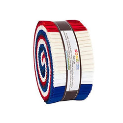 Robert Kaufman Kona Cotton Solids Patriotic Roll Up 2.5" Precut Cotton Fabric Quilting Strips Jelly