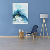 Yihui Arts Abstract Moutain Canvas Wall Art with Textured Modern Light Blue Pictures for Living Room Bedroom Bathroom Decoration