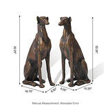 Glitzhome GH50609 Set of 2 Sitting Greyhound Dog Outdoor Statue, Bronze