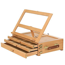 MEEDEN Large Adjustable Artist Tabletop Sketchbox Easel- Multi-Function Solid Beech Wood Storage Box Easel with 3-Drawer for Artist, Art Students & Beginners