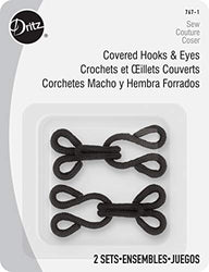 Dritz 767-1 Extra-Large Covered Hook & Eye Closures, Black 2-Count