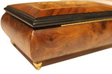 Italian inlaid musical jewelry box with instruments in elegant matte finish with customizable