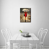 Canvas Painting for Living Room Bookroom Bedroom Girl with Umbrella Decor Prints on Canvas Picture Poster Wall Art Bathroom Decoration Stretched and Framed 16x24inch