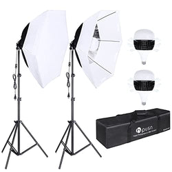[Upgrade Version] HPUSN Softbox Lighting Kit 26inches Hexagon Continuous Lighting System Photography Studio Light Equipment with 2pcs 85W Bulbs for Live Broadcast, Portrait, Product Photography