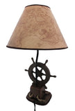 Set of 2 Nautical Ship`s Wheel Table Lamps 19 Inch