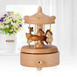 Clockwork Mechanism Carousel Wooden Music Box Wooden Merry-Go-Round Horse Musical Box Musical Box Best Birthday Gift for Kids Girls Friends