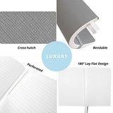 2 Pack Luxury Notebook Journal - 130 Perforated Pages - Thick Paper (120 gsm) - 180° Lay Flat Design - 2 Bookmarks - Elastic Closure - Back Pocket, Set of 2, Steel Grey, Softcover (College ruled)