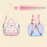 JELLYEA Kawaii Backpack Cute Tote Bag Girl School Crossbody Shoulder Bag with Kawaii Accessories Multi Purpose (Light Pink)