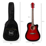 Best Choice Products 41in Beginner Acoustic Guitar Full Size All Wood Cutaway Guitar Starter Set Bundle with Case, Strap, Capo, Strings, Picks, Tuner - Red