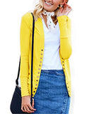 Traleubie Women's Long Sleeve V-Neck Maternity Button Down Shirts Cardigan Sweater Yellow M