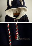 Aza Boutique Women's Cute Cotton Blend Rabbit Ears Hooded Cape, 4_Navy_Fleece, OS
