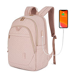Laptop Backpack for Women BAGSMART Travel Backpack 15.6 Inch School Bookbag Work Computer Back Pack for College Business with USB Charging Port, Pink