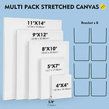 Magicfly Stretched Canvas Multi Pack, 4x4", 5X7", 8X10", 9X12", 11X14" (2 of Each) Pack of 10, Premium Cotton Stretched White Blank Canvas for Acrylic, Pouring, Oil, for Artists and Beginner