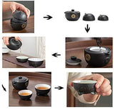 Dheera Portable Ceramic Tea Set, Cute Cat Series Travel Ceramic Tea Set with Tea Pot Tea Cups Travel Bag, Anti-scalding Design Vintage Kungfu Tea Set for Travel Office Home