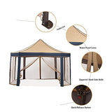 HYD-Parts Outdoor 8-Sided Pop Up Gazebo Canopy Double Top Outdoor Patio Garden Tent Patio Gazebo Shelter with Mosquito Net for Wedding Party (10x13FT)