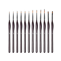 FUBAINA Detail Paint Brushes Set 12pcs Miniature Brushes for Fine Detailing & Art Painting - Acrylic,Watercolor,Oil,Models,Face,Nails, Line Drawing,Warhammer 40k, Brown (F911-12)