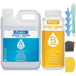 Epoxy Resin-102OZ Deep Pour Epoxy Resin Kit-2 to 4 Inches-Liquid Glass Epoxy Resin, Crystal Clear Epoxy Resin, Self Leveling, Casting and Coating for River Table Art Jewelry with DIY Tools(2:1 Mix)