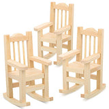 Jetec 3 Pieces Dollhouse Wooden Rocking Chairs 1:12 Unfinished Miniature Wooden Model Chair Tiny Furniture Model for Dollhouse Decoration for Easter, Weddings, Birthdays, Parties, Cake Decorations