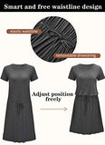 Womens Fashion Summer Short Sleeve Midi Floral Work Casual Dress Black M