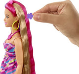 Barbie Totally Hair Flower-Themed Doll, Curvy, 8.5 inch Fantasy Hair, Dress, 15 Hair & Fashion Play Accessories (8 with Color Change Feature) for Kids 3 Years Old & Up