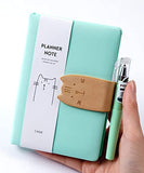 CAGIE to Do List Notebook, Pocket Hourly to Do List Planner, Small Cute Leather Notebook Journal with Pen, Mini Cat Notebook for Kids Girls, Diary with Colorful Paper, Mint Green