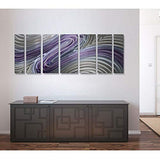Statements2000 Abstract Large Metal Wall Hanging Panels Painting Sculpture Art by Jon Allen, Silver/Purple/Blue, 68" x 24" - Wild Imagination