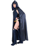 miccostumes Women's Rachel Cosplay Costume Dress with Hooded Cloak Halloween (S) Navy Blue