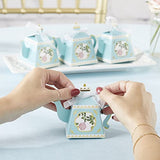 Kate Aspen, Vintage Floral Tea Party Collection, Teapot Tea Party Favor Box, One Size, Blue & Gold Foil (28592NA), Teapot Favor Box with Gold Foil (Set of 24)